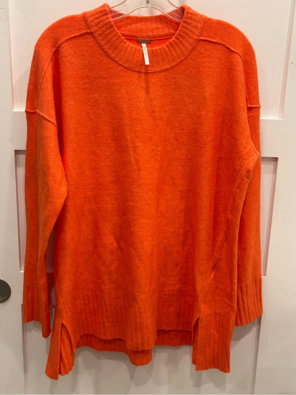 Free People Bright Orange Oversized Crewneck Sweater